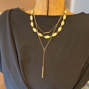 Lucky Brand Gold and Cream Layered Necklace